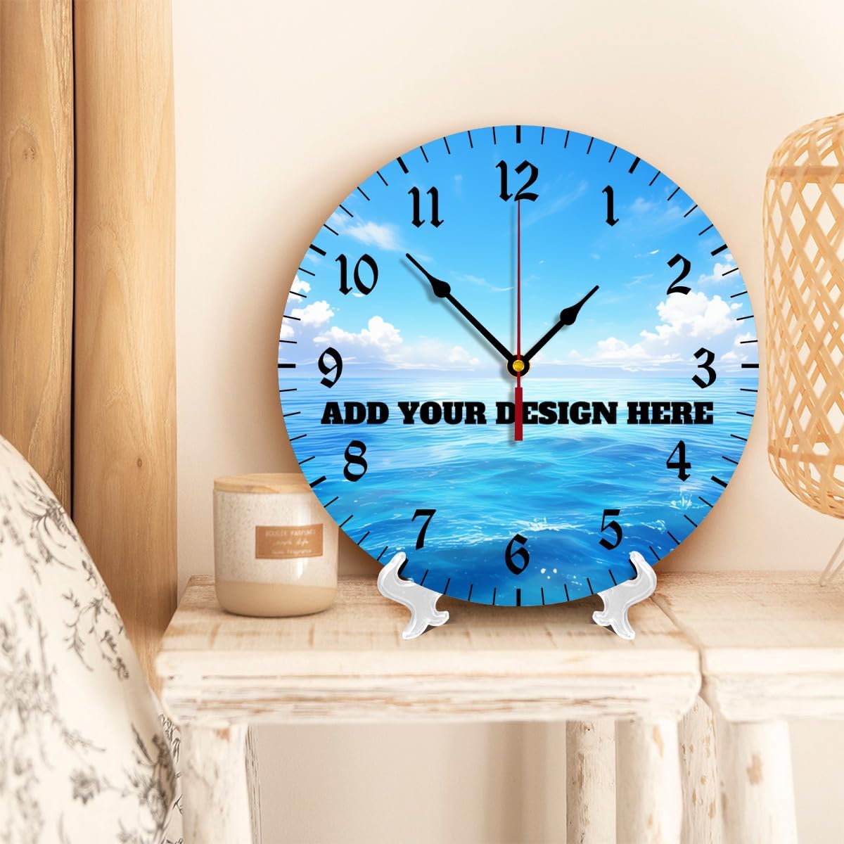 Generic Custom Wall Clock Personalized Clocks with Photo Text Logo Silent Non Ticking Round Decoration for Kitchen Wedding Friend Family Lover, 10inch-25cm
