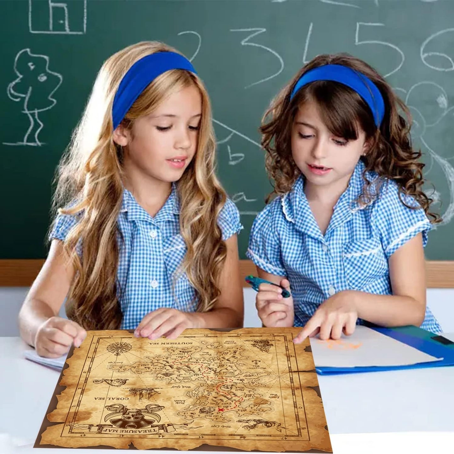 Pirate Monocular Telescope with Treasure Map Pocket Compass - Collapsible Spyglass for Party Accessory Set