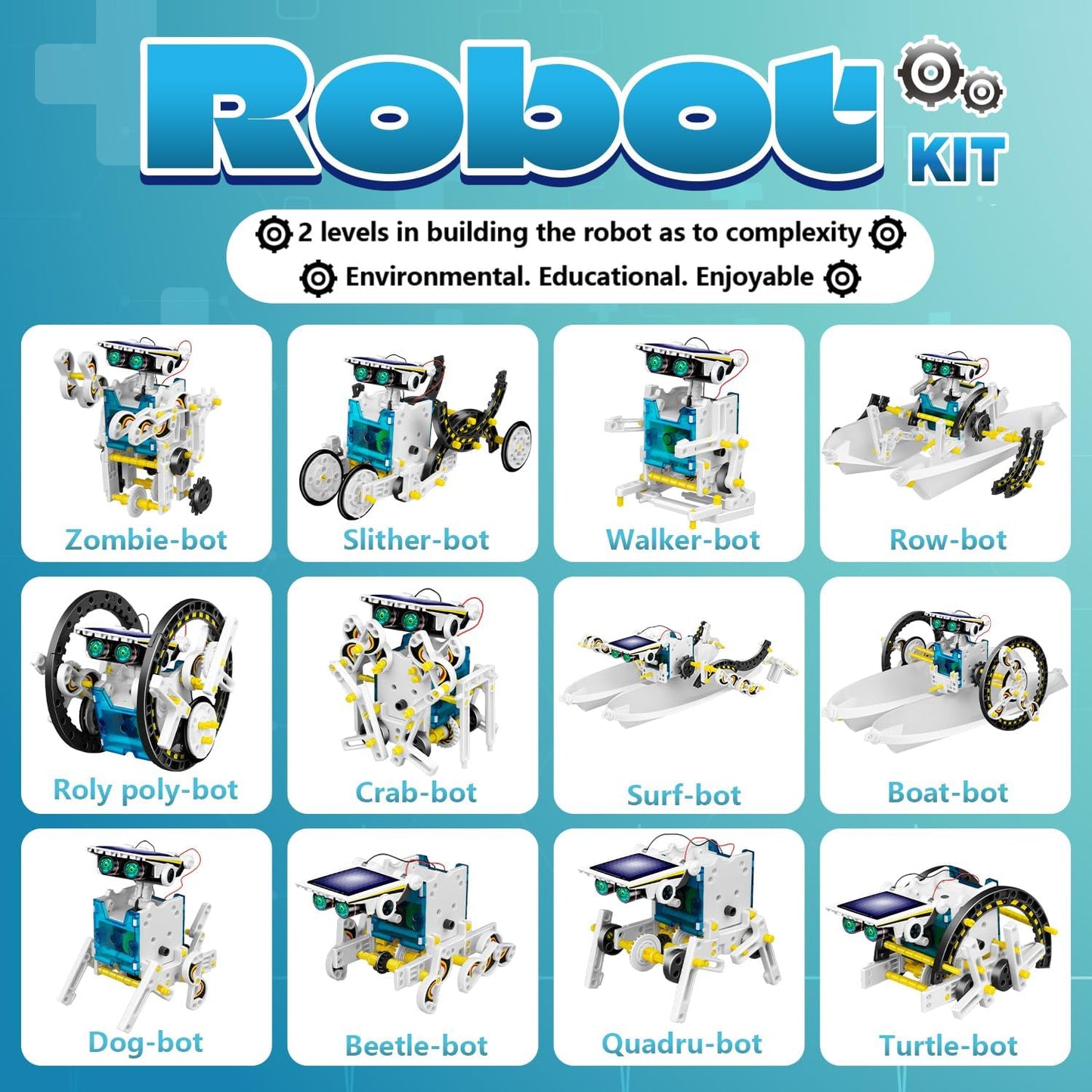 13-in-1 Solar Robot Toys for Ages 8 9 10 11 12 Year Old Boys Girls, STEM Science Kits for Kids Age 8-12, Building Experiments Robotics Kit STEM Projects for Kid Christmas Birthday Gifts (White)