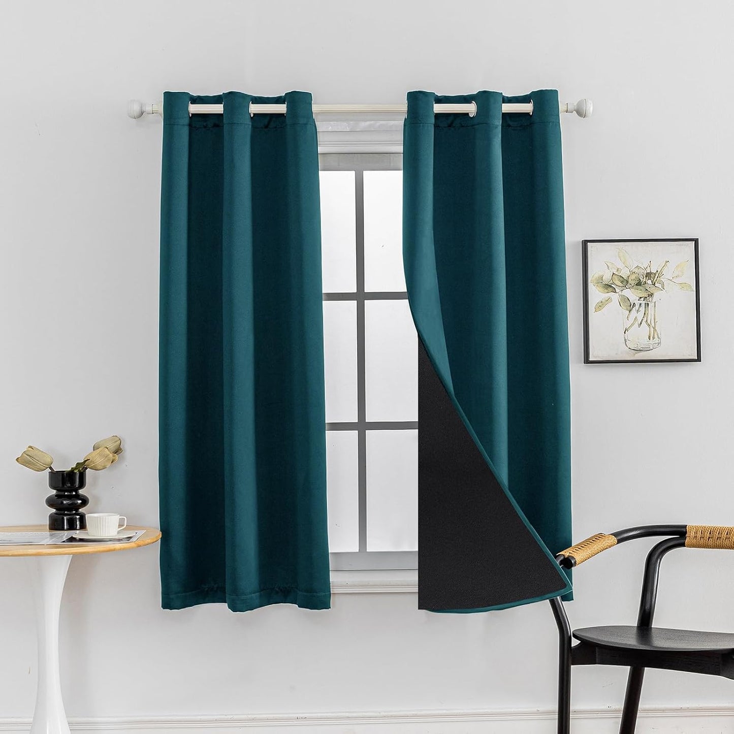 Anytime 100% Blackout Curtain Set, Thermal Insulated & Energy Efficiency Window Draperies for Guest Room, Full Shading Panels for Shift Worker and Light Sleepers（Greyish Blue, 2 Panels, 42W x 54L）