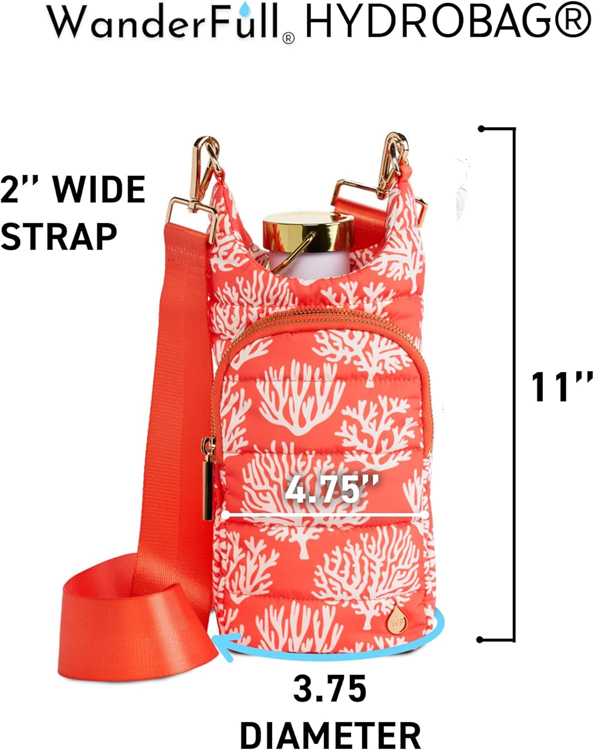 WanderFull® Original HydroBag® Collection, Water Bottle Holder w/Strap & Phone Pocket, Hands-Free Crossbody Water Bottle Bag