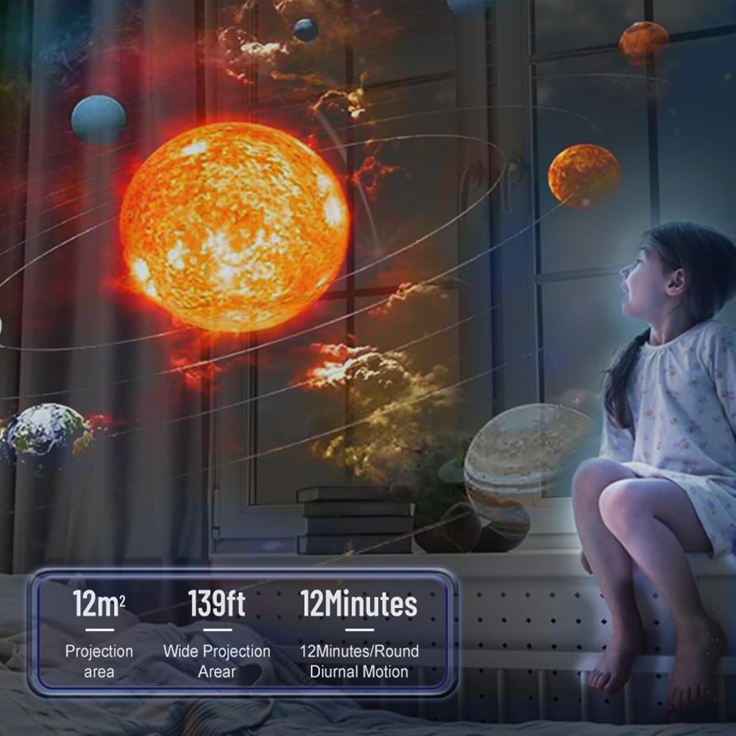 Galaxy Projector, 13 in 1 Planetarium Projector, Star Night Light Projector with Solar System Nebular Moon, Adjustable Focus Galaxy Light Projector for Kids Adults Bedroom Ceiling Room Décor