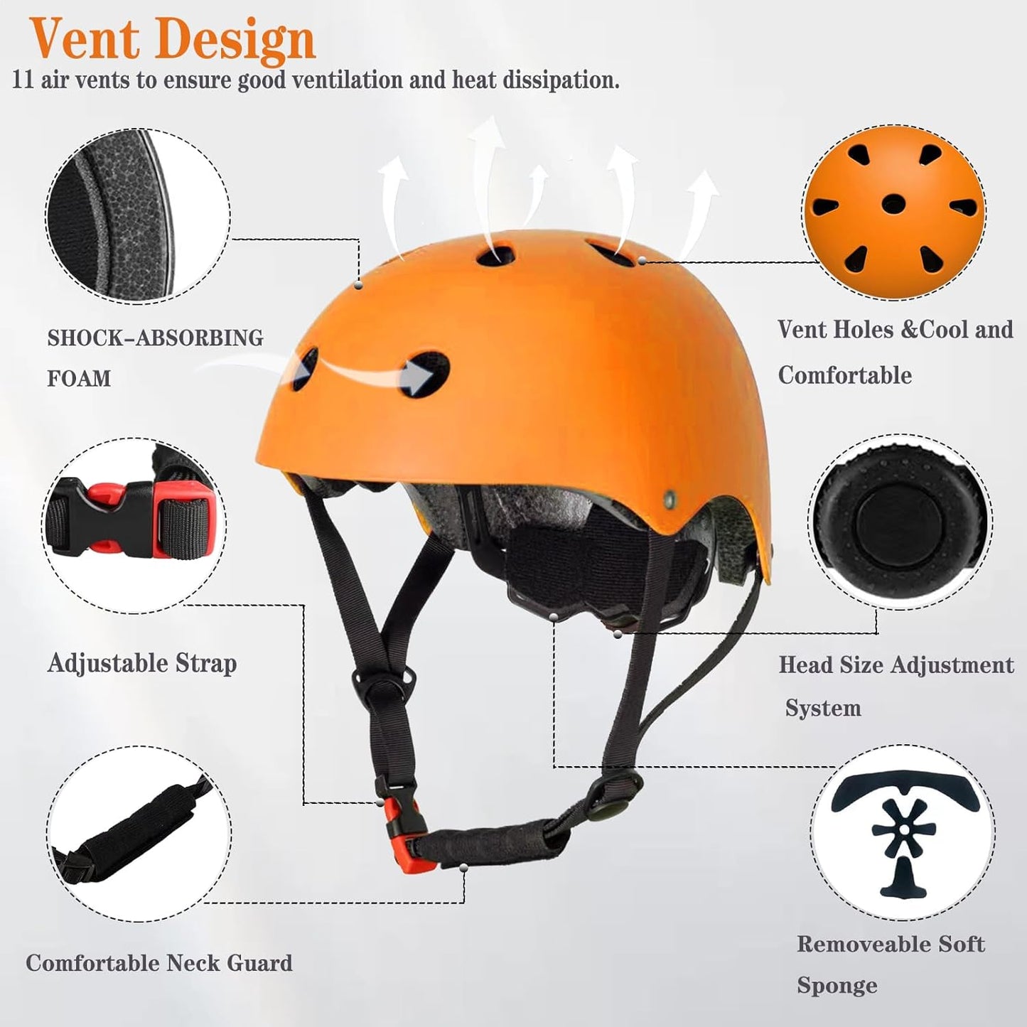 Kids Helmet,Toddler Skateboard Helmets for Ages 2-3-5-8-14 Years Boys Girls with Knee and Elbow Pads Wrist Guards fit Roller Skates,Skateboarding,Skating Scooter Adjustable Kids Helmet