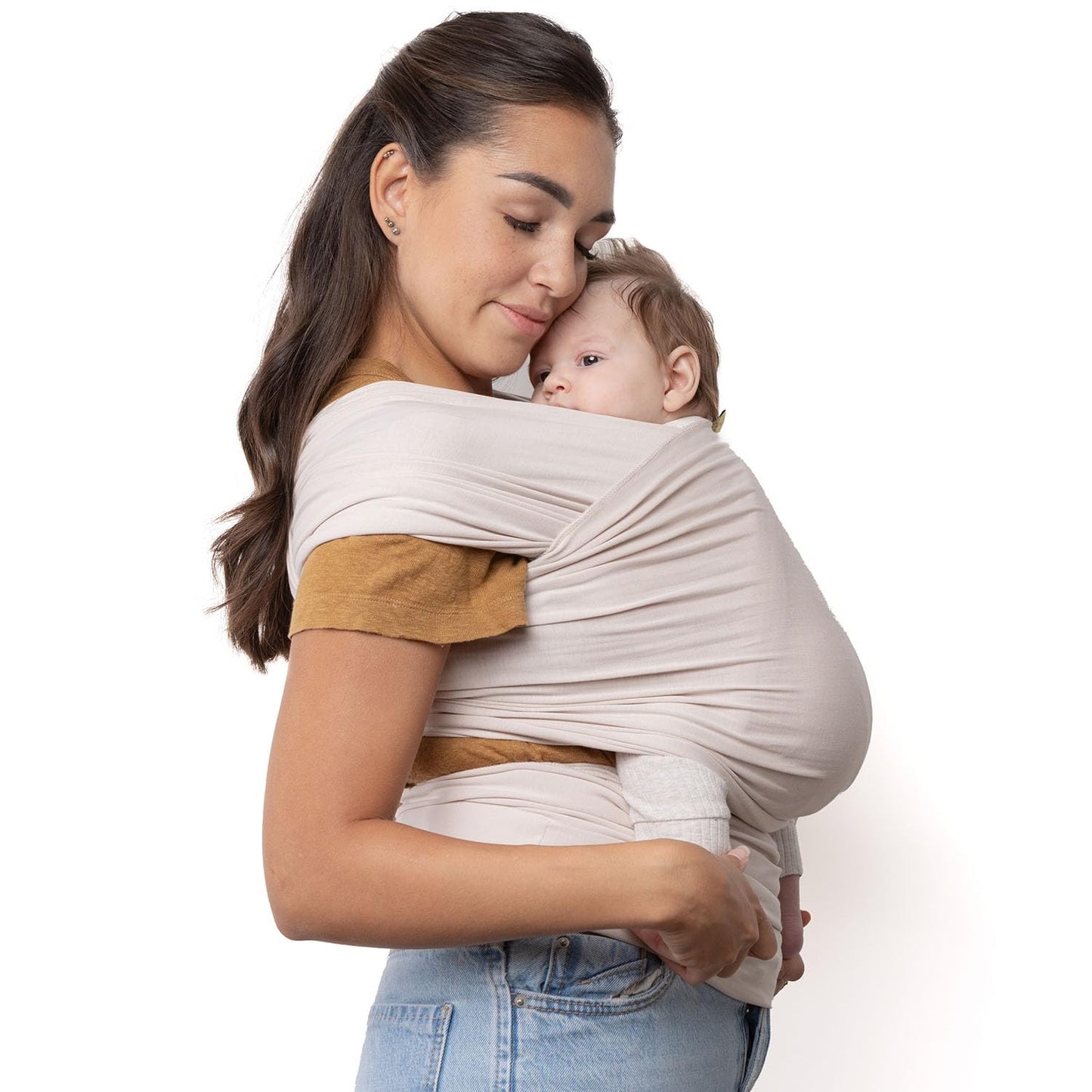 Boba Baby Wrap Carrier – Original Baby Sling Carrier for Newborns (7–35 lbs), Soft, Secure, Hands-Free & Ergonomic, Ideal for Comfortable Bonding, New Parents (Serenity Organic Stone)