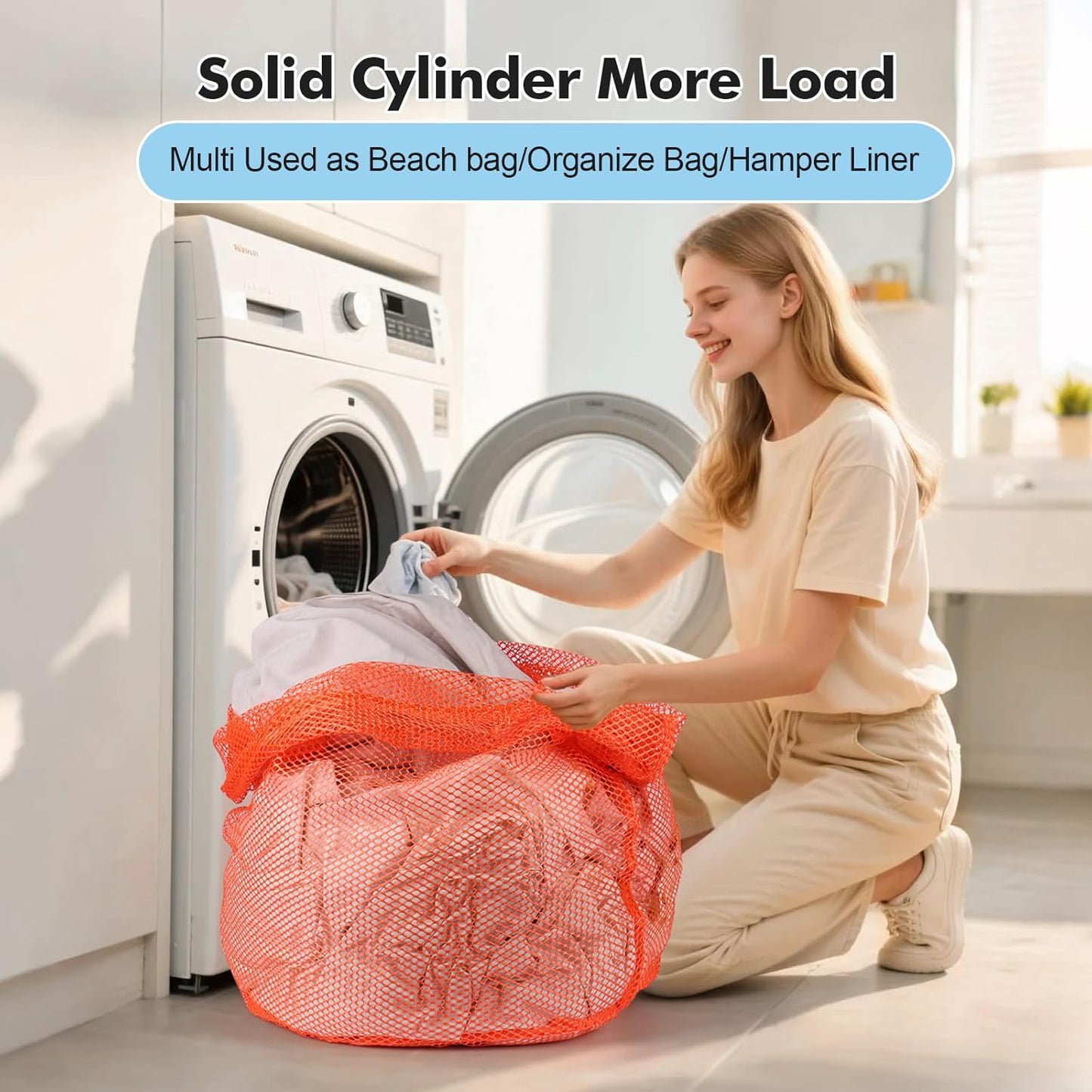 3Pcs Mesh Laundry Bags Washing Machine Mesh Wash Bags Jumbo for Delicates Clothes,Bed Linen,Toys with Drawstring Closure Sturdy(3 XXLarge 28 x 26 Inches, Orange)