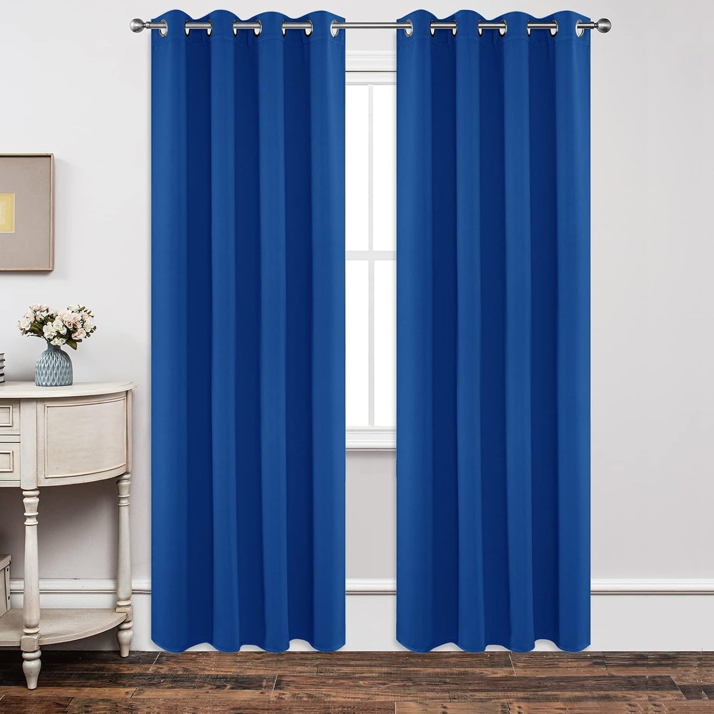Joydeco Blackout Curtains 84 Inch Length 2 Panels Set, Thermal Insulated Long Curtains& Drapes 2 Burg, Room Darkening Grommet Drapess for Living Room Bedroom Window (W52 x L84 Inch, Royal Blue)