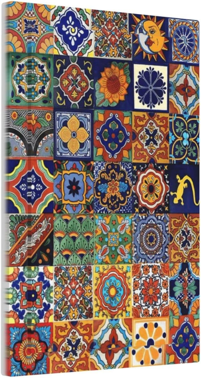 Talavera Mexican Tiles Traditional Color Decoration Print Light Switch Cover Plate 1 Gang No Device Blank Electrical Wall Plates Faceplate Decorative Switch Plate for Kitchen Bathroom Decor