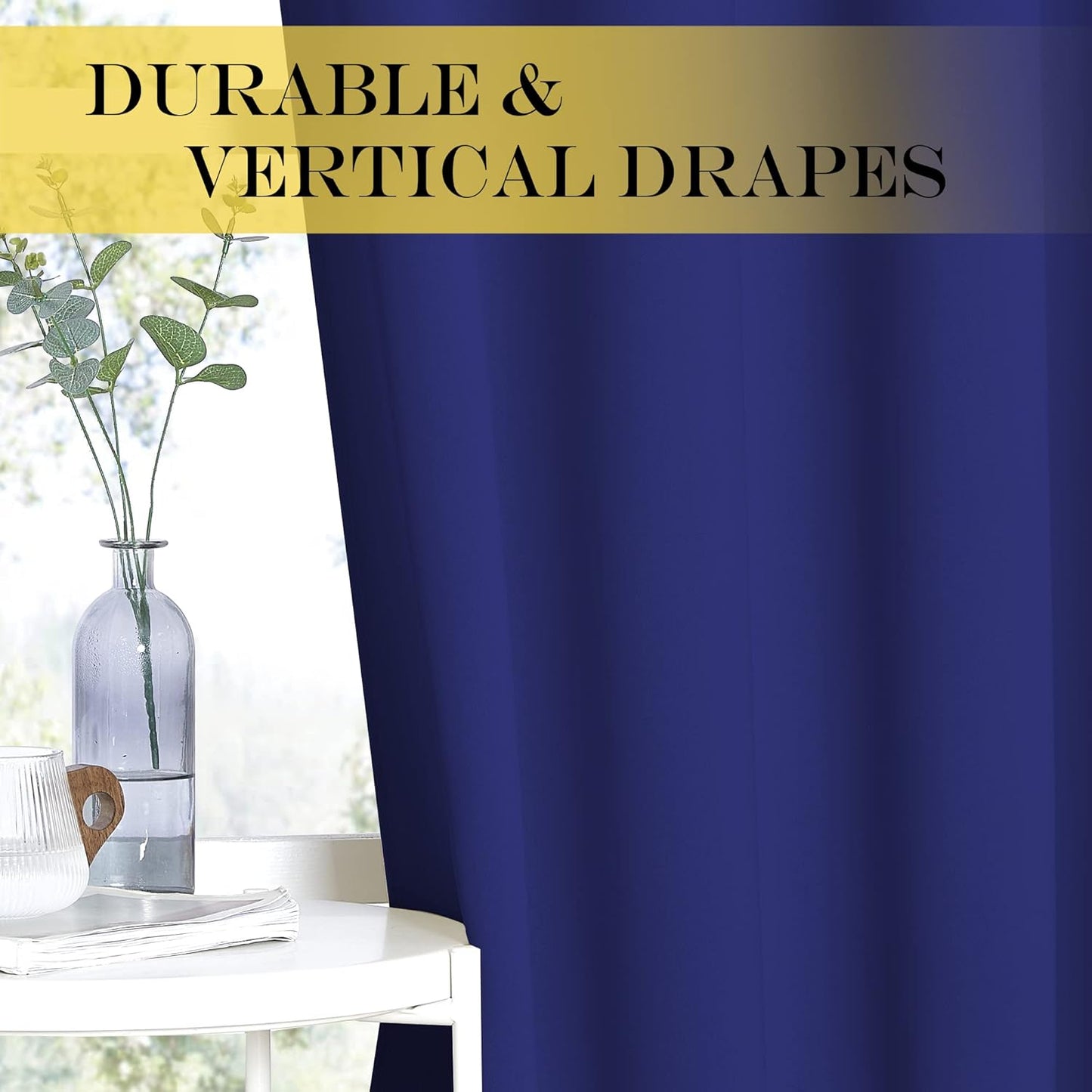 NICETOWN Blackout Curtains Panels for Bedroom - 3 Pass Microfiber Noise Reducing Thermal Insulated Solid Ring Top Blackout Window Drapes (2 Panels, 66 x 66 Inch, Navy Blue)