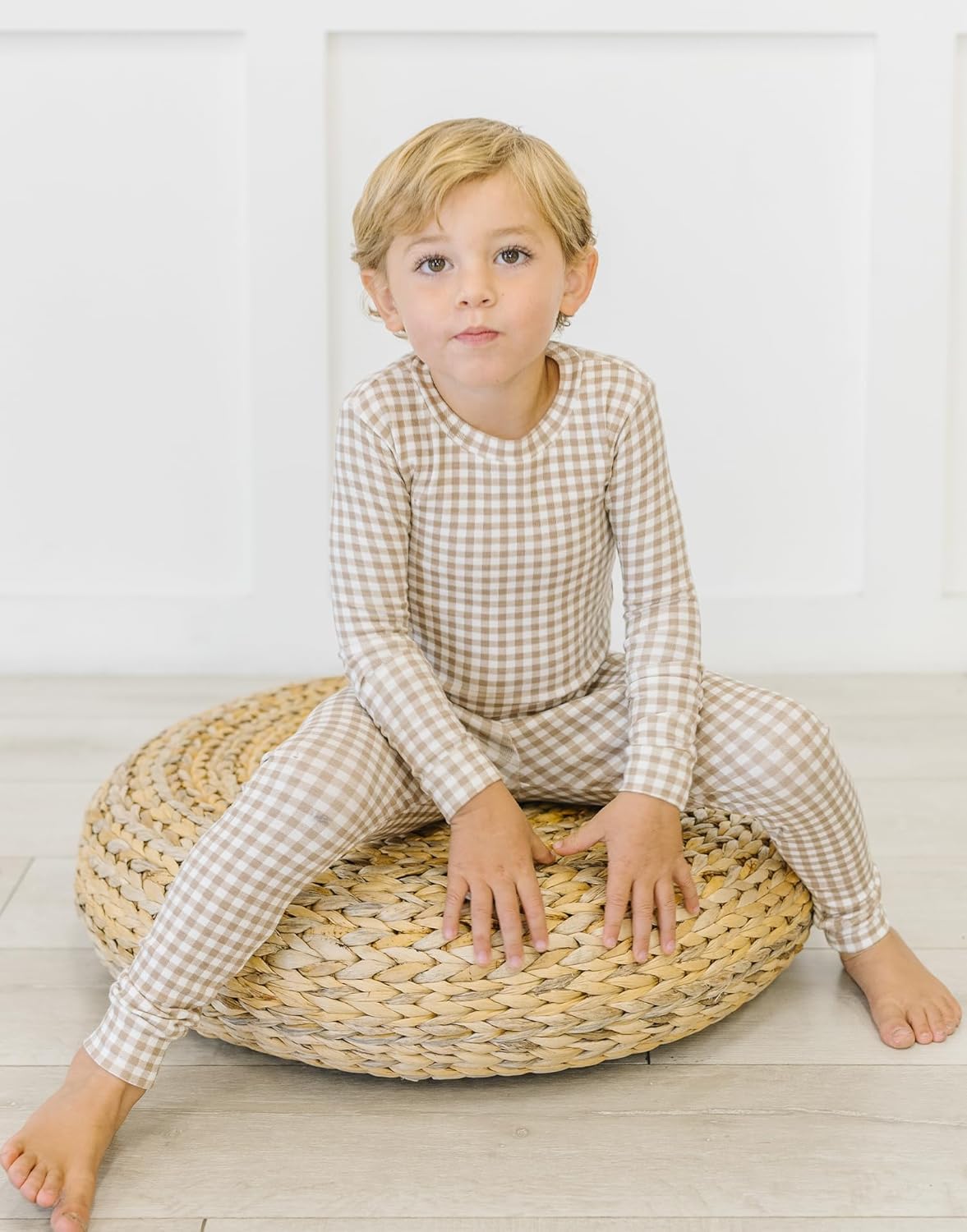 moimoln Plaid Check Soft Cotton Modal 6M-8Y Baby Toddler Long-Sleeve Snug-Fit Pajama Sleepwear Daily