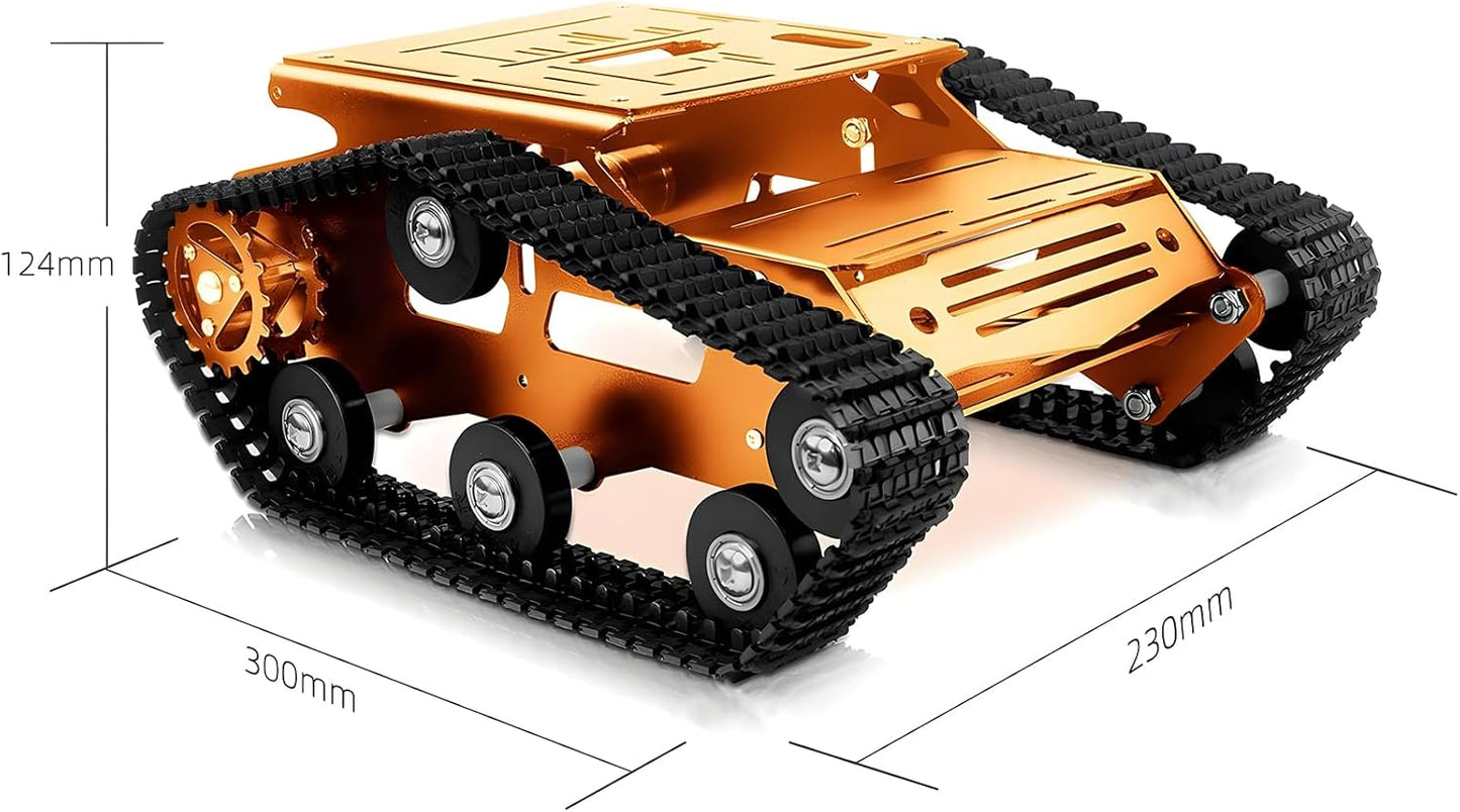 Tank Car Chassis with Encoder Motor, Shock Absorbing Robot Chassis Full-Metal Robotic Moving Platform Track for RaspberryPi Arduino Jetson Microb DIY Maker Smart Robot Car Learning Kit