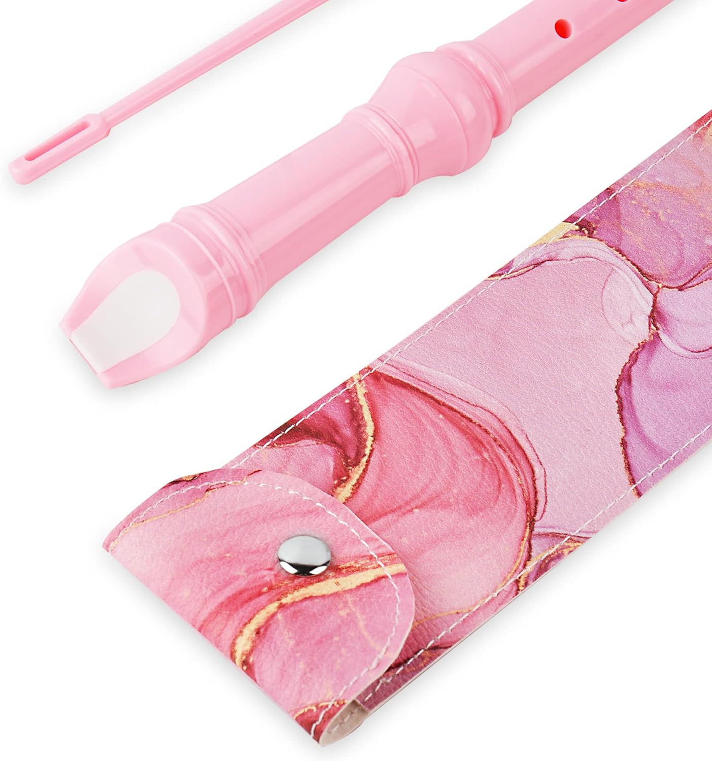 Recorder Instrument for Beginner Kids Adults,8-Hole Soprano Descant Recorder Music Flute with with Cleaning Rod & Leather Case For School Student Home Entertainment(2-Pink Splash-ink)