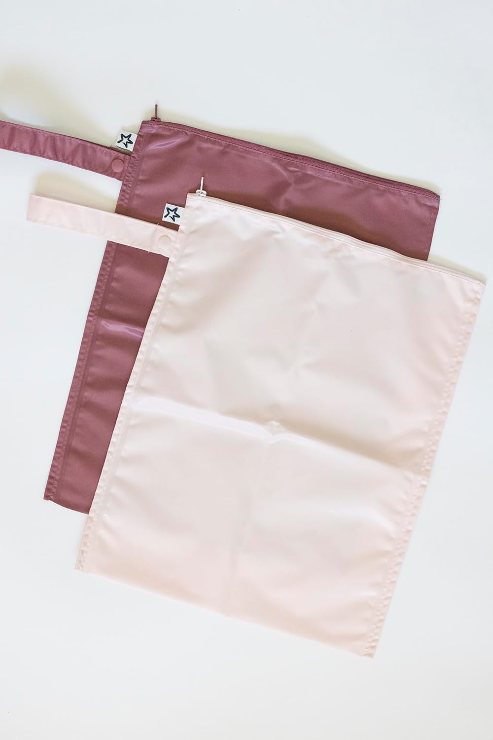 Tiny Twinkle Mess proof Waterproof Wet Dry Bag,2pk Reusable Wet Bags for Swimsuits&Baby Clothes,Leakproof Wet Bag,Waterproof Bag for Travel&Diaper bag,Wet Bags for Baby (Rose, Burgundy)