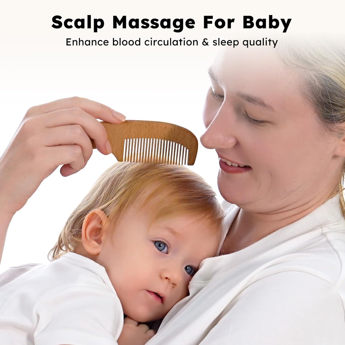 Yoofoss 4 Piece Baby Hair Brush and Comb Set, Wooden Baby Hair Brush with Natural Ultra Soft Goat Hair, Baby Comb Set for Boy, Girl - Walnut