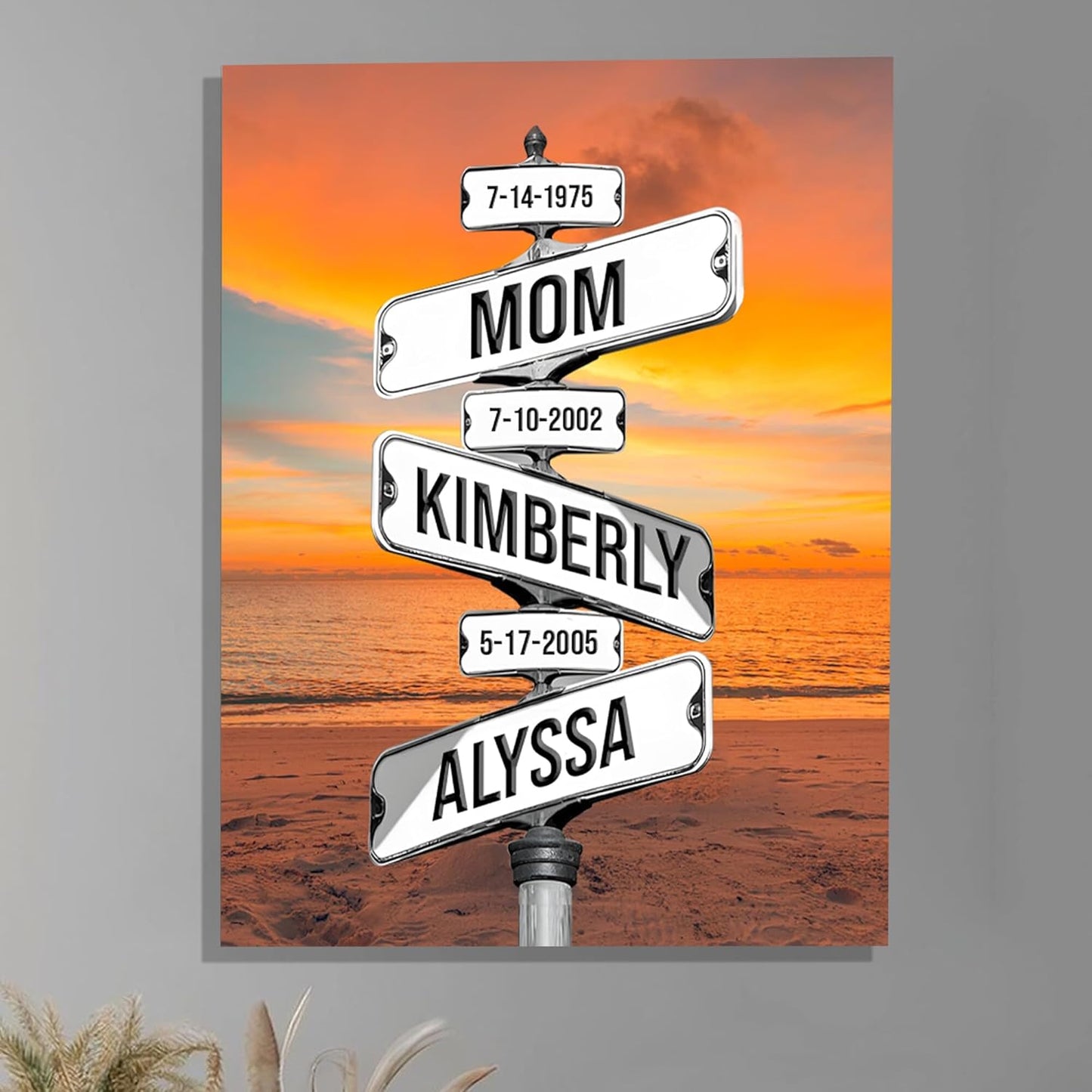 Personalized Gifts for Mom Family Names Street Custom Multi-Name Date of Birth Vintage Street Sign Happy Mothers Day Canvas Wall Art Best Christmas Gifts for Mommy from Daughter Son Children Kids #23