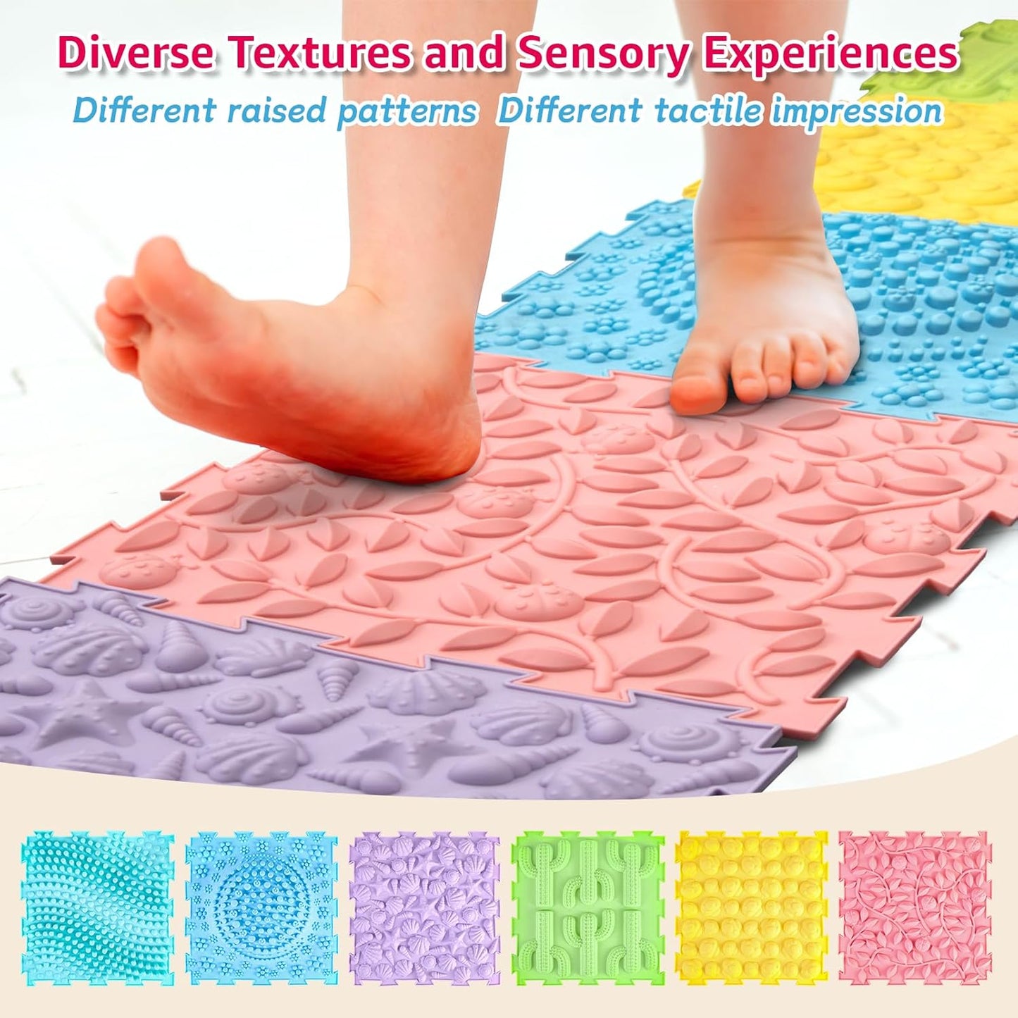 Sensory Mat for Autistic Children Massage Game Mats Puzzle Play Mats Textured Sensory Floor Tiles for Kids Toddlers Sensory Room Must Have