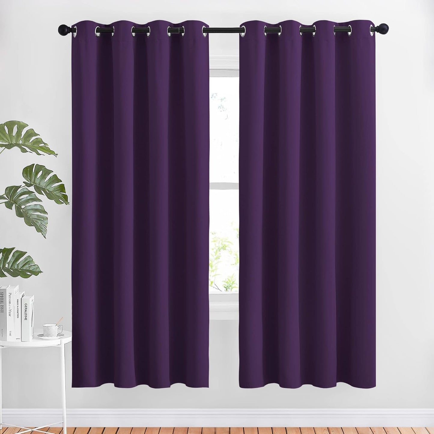 NICETOWN 72 inches Bedroom Curtains Panels - Functional Blackout Curtains/Panels for Bedroom, Thermal Insulated, Privacy Assured (Set of 2, 52 x 72 inches in Royal Purple)