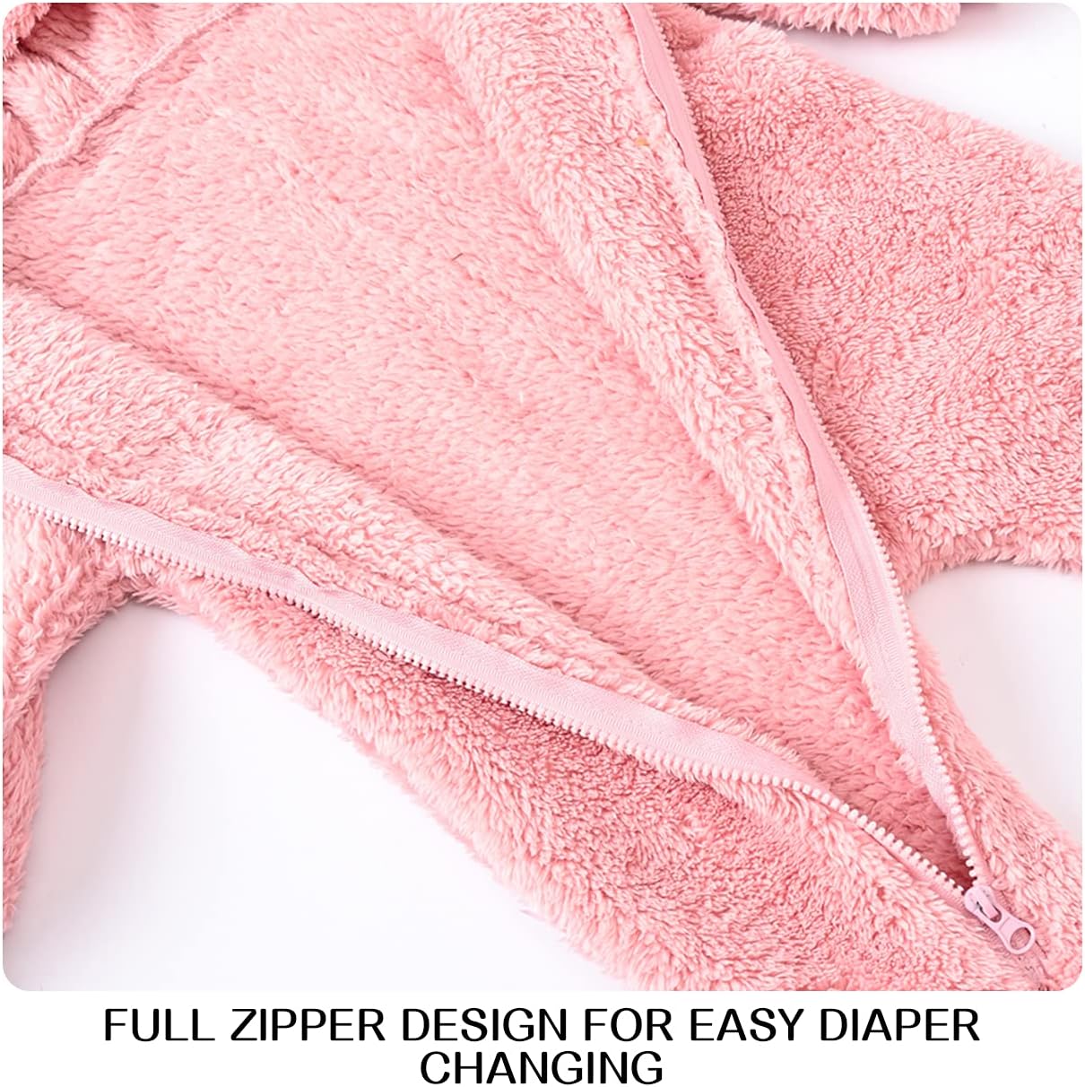 Baby Fleece Jumpsuits Infant Bear Ear Snowsuit Newborn Hooded Romper Warm Coat