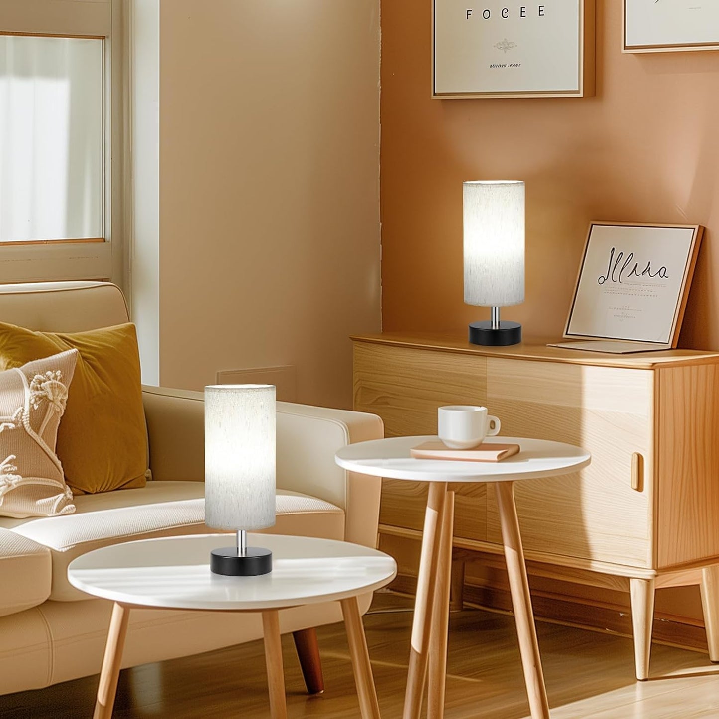 Small Table Lamp for Bedroom Set of 2 - Bedside Lamps for Night Stands, Minimalist Nightstand Light Lamp, Desk Lamps for Reading Room, Kids Room, Living Room, Office, Dorm