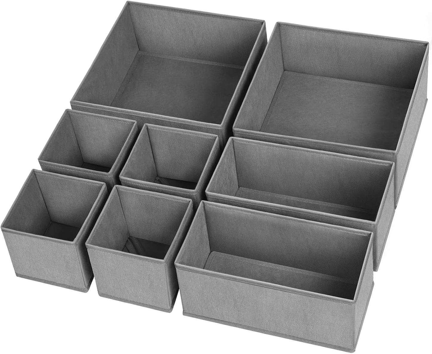 Criusia Drawer Organizer Clothes, 8 Pack Underwear Organizer, Foldable Closet Organizers and Storage Dresser Dividers for Clothes, Socks, Scarves, Ties (Gray)