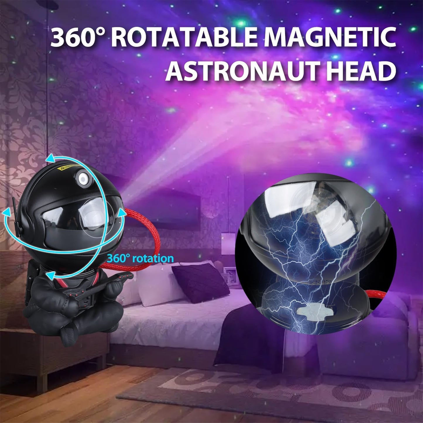 Astronaut Star Projector, Star Projector Galaxy Light for Kids，8 Modes Remote and 270° Adjustable Led Lights for Bedroom, Girls Room Decoration, Home Theater, Ceiling, Timer (Black Guitar)