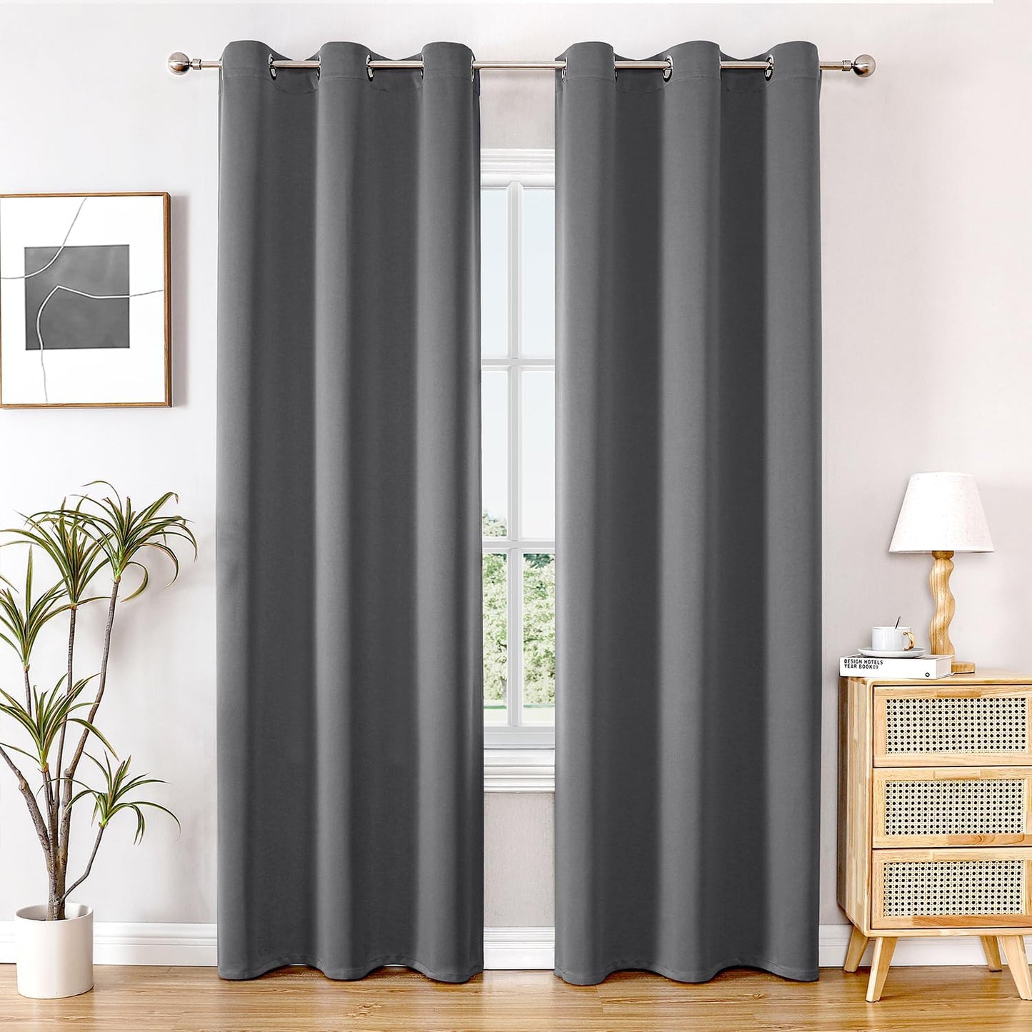 ChrisDowa Blackout Curtains 84 inches Long for Bedroom - 2 Panels Set Grommet Thermal Insulated Room Darkening Curtains for Living Room (Grey, 42 x 84 Inch)