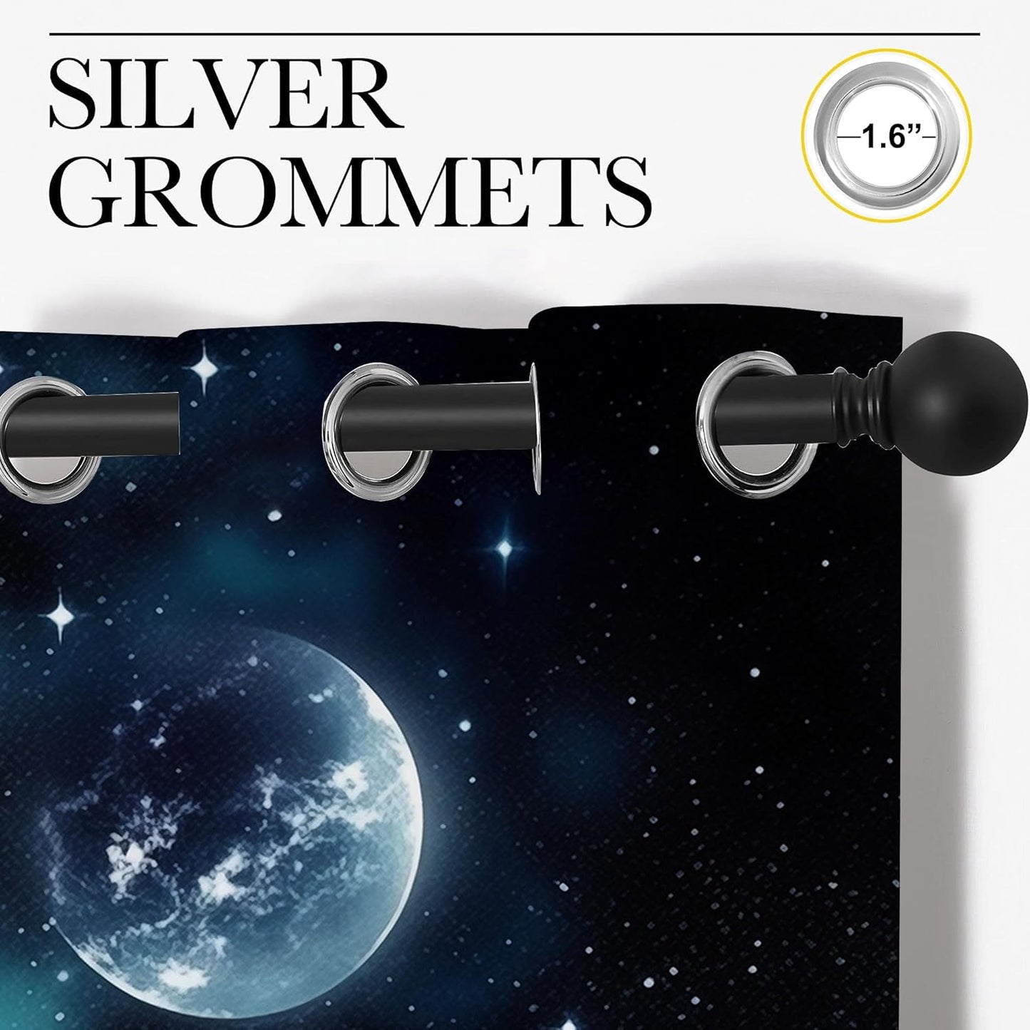 Wolf Blackout Curtains for Boys Girl Bedroom Decor,Starry Sky Howling Wolf Under The Full Moon Thermal Insulated Grommet Drapes Darkening Window Curtain for Living Room Home 84x84 inch