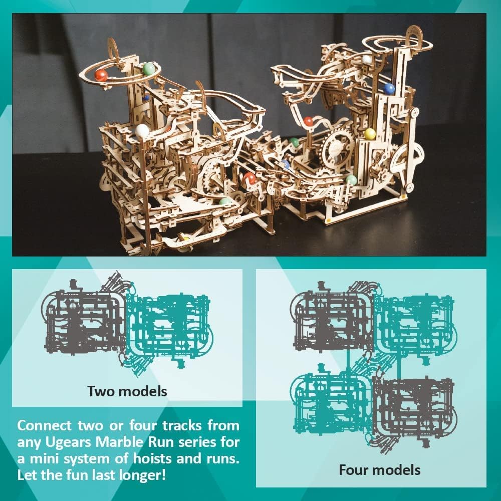 UGEARS Wooden 3D Puzzles for Adults - Wooden Marble Run Spiral Hoist Models for Adults to Build - Advanced Wooden 3D Puzzle Kit - Mechanical Model Wooden Puzzles for Hobbyists - 266 Pcs