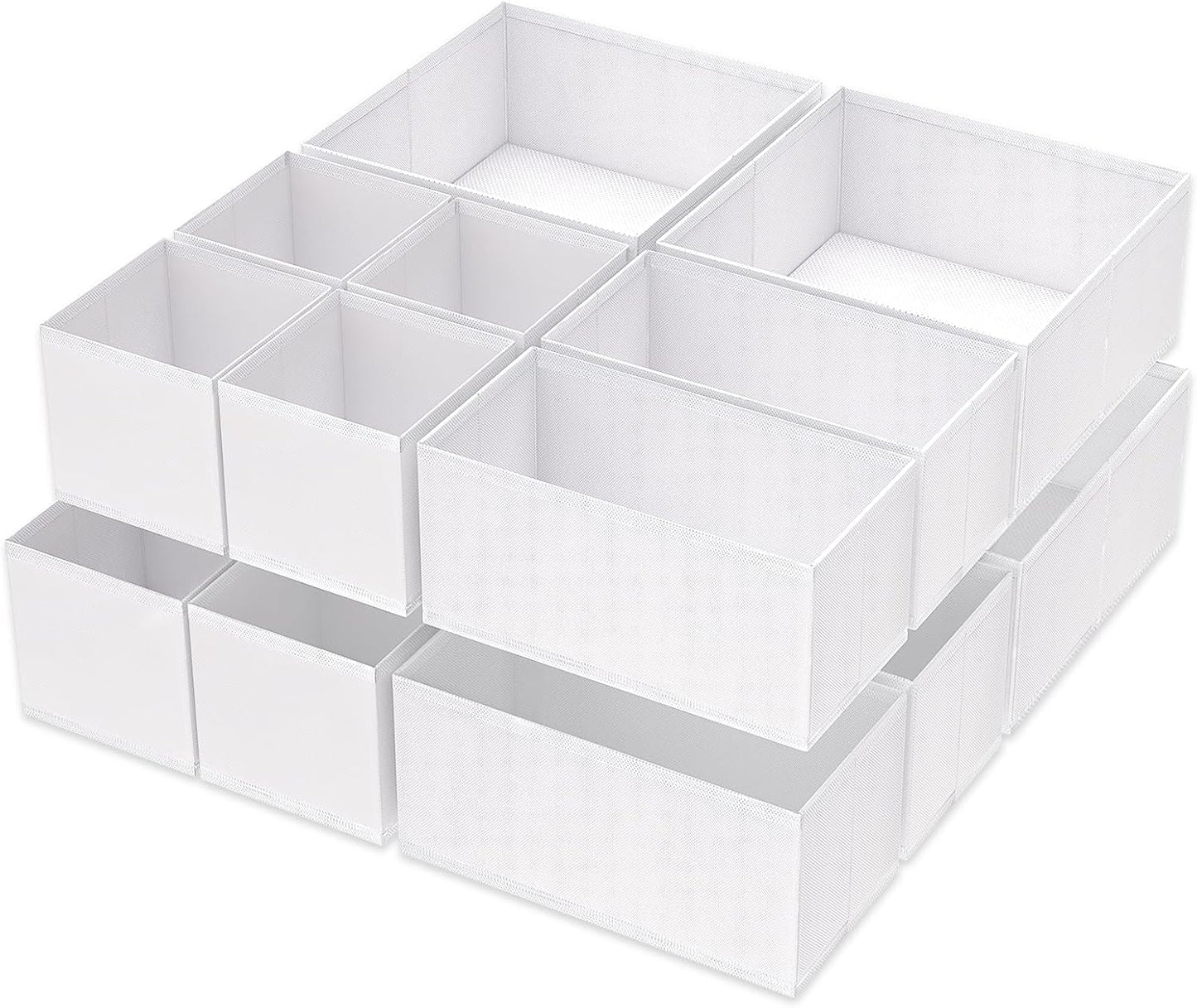 Criusia 16 Pack Underwear Drawer Organizer, Drawer Organizer Clothes, Foldable Cloth Storage Box Closet Dresser Drawer Divider Organizer for Clothes, Scarves (White)