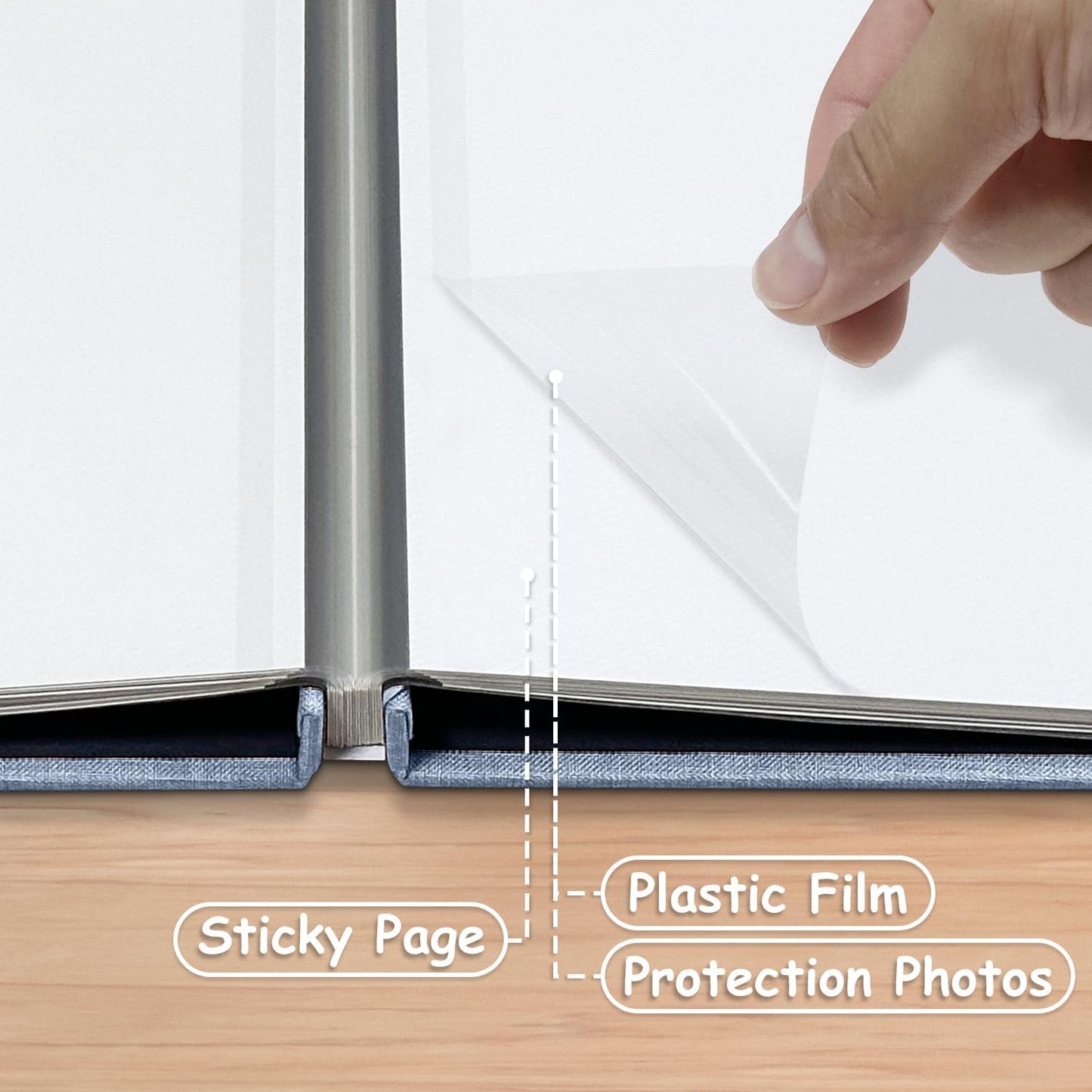 Large Photo Album Self Adhesive Scrapbook Album for 4×6 8×10 Pictures DIY Magnetic Linen Cover Album 40 Pages for Family Wedding Gifts with Metal Pen and Plastic Board