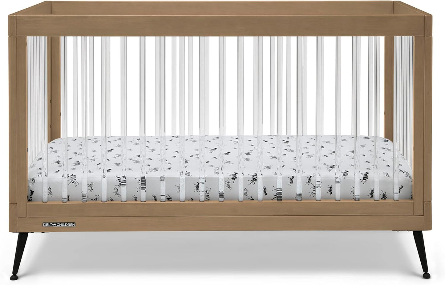 Delta Children Sloane 7-Piece Baby Nursery Furniture SetIncludes: Convertible Crib, Dresser, Changing Top, Crib Mattress, Fitted Sheets, Toddler Guardrail & Changing Pad, Acorn w/Matte Black