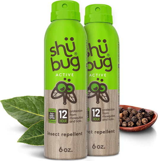 [2 Count] - Mosquito Repellent Spray - Plant Based Active Insect Protection, DEET-Free, Long-Lasting 10-12 Hour Protection - 6oz