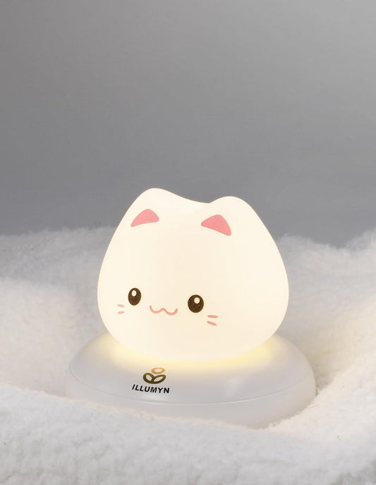 Night Light Kids, Cute Soft Glow Protect Eyes Kitten Night Light Lamp with 30mins Timer Rechargeable Nightlight for Kids Children Women Girls Toddler Bedroom Bedside Livingroom