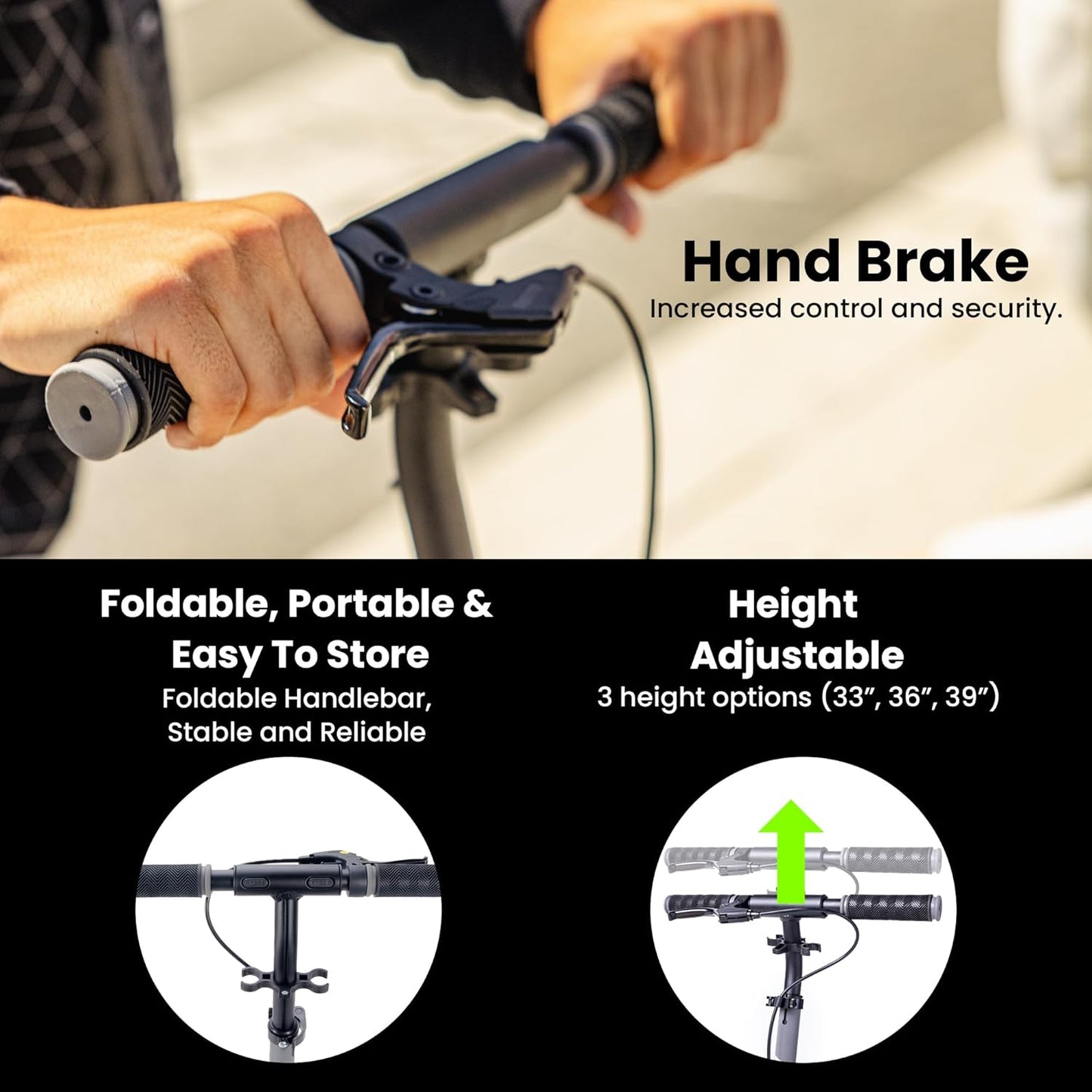 Aero Big Wheels Kick Scooter for Kids 6+, Teens & Adults | Light Up Wheels, Hand Brake, Rubber Deck Mat & Shock Absorption | Foldable & Height Adjustable