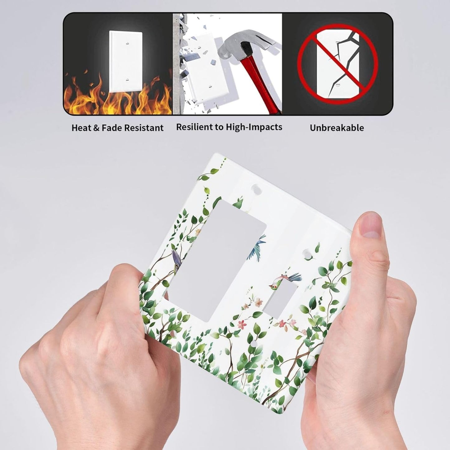 Outlet Covers Green Leaves Bird Eucalyptus Sage Plant 1 Toggle 1 Rocker Combination Decorative Wall Plate Electrical Switch Plates Light Switch Cover Plate For Bed Room Living Room Decor