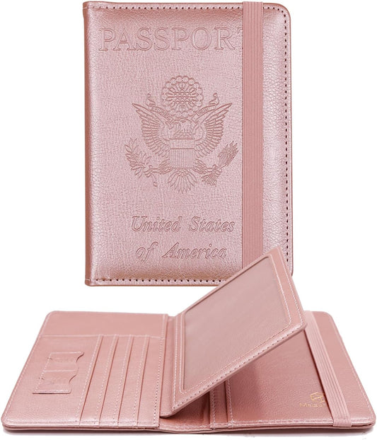 Melsbrinna Rfid Passport Holder for Travel women/Men, Cute Passport Wallet Rfid Blocking Card Slots, Rfid Passport Cover/CaseTravel Wallet, Passport Book Holder (1, Pink2)