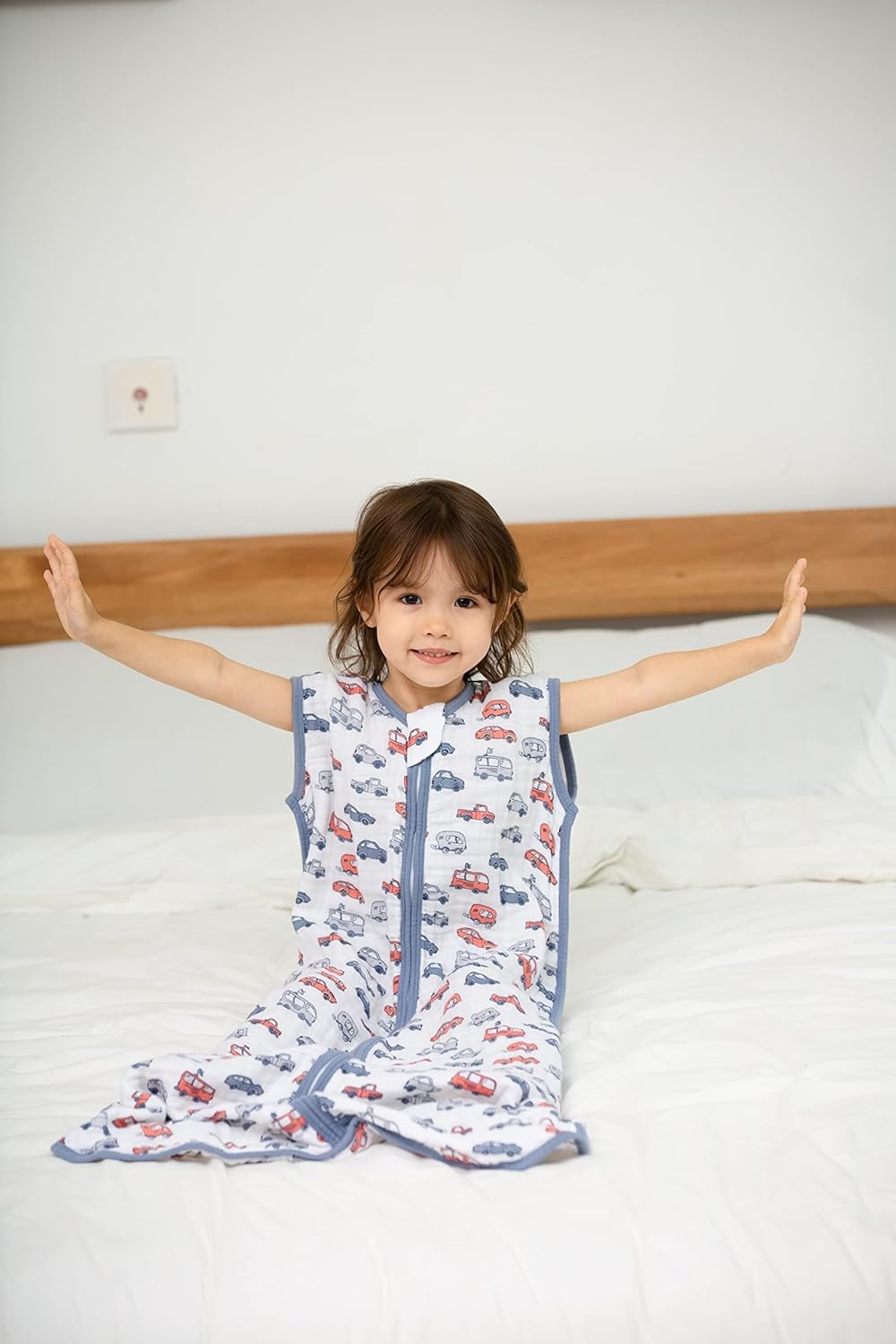 Baby Sleep Sack 6-12 Months Wearable Blanket for Babies 100% Organic Cotton 2-Way Zipper YKK 0.5 TOG Toddler Sleeping Sacks Cars