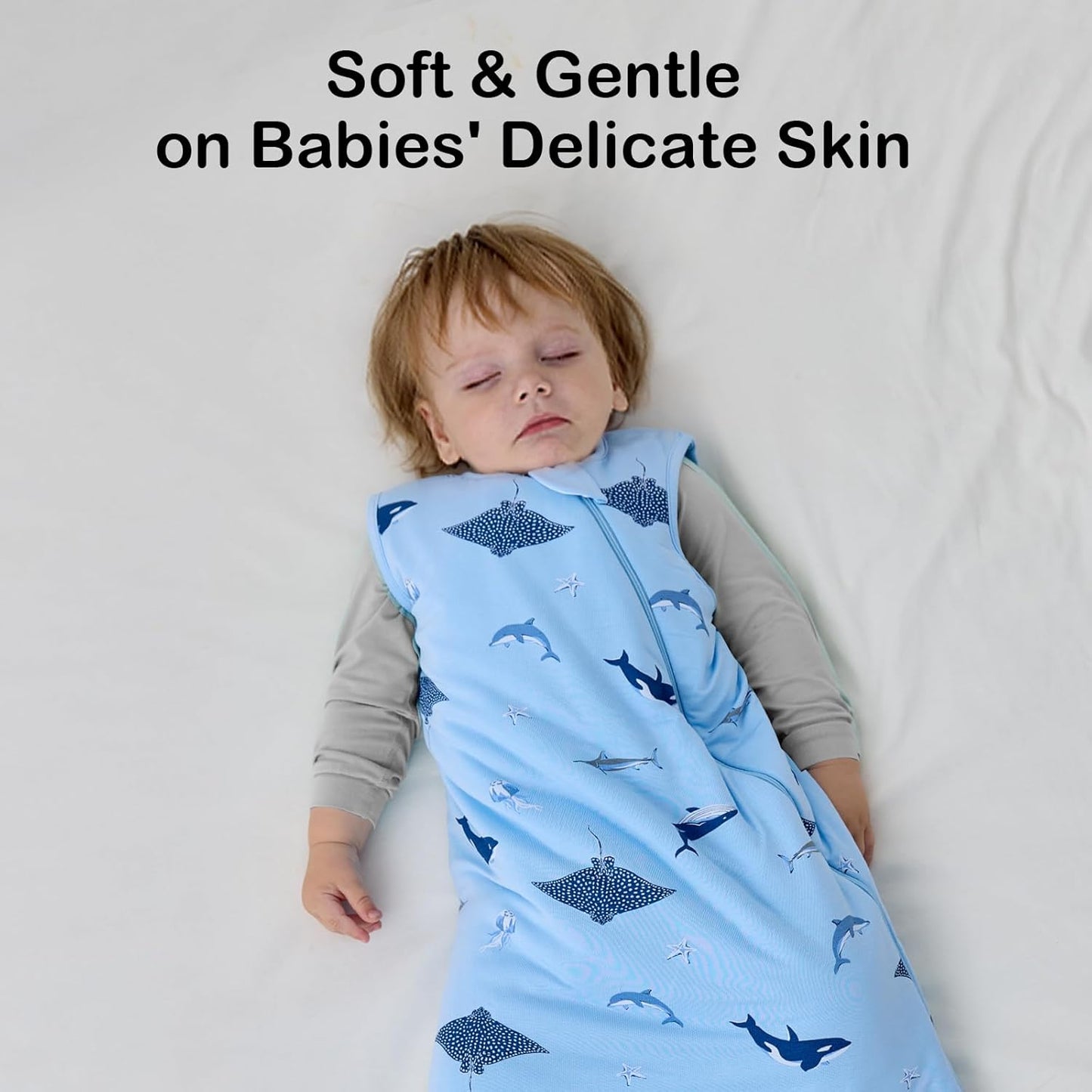 BubblePanda Rayon Made from Bamboo Sleep Sack 6-12 Months 0.5 Tog Soft Lightweight Toddler Sleep Sack for Babies 2-Way Zipper Wearable Blanket Baby 6 Months