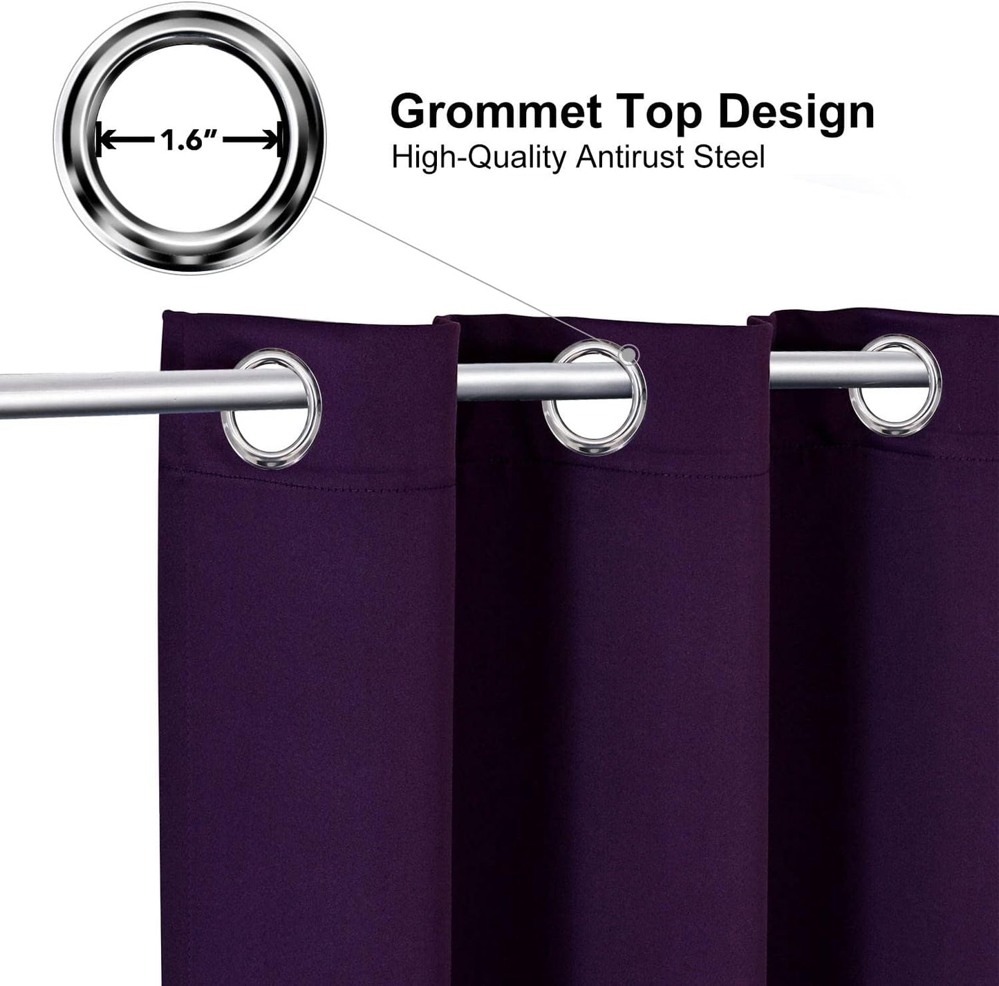 ChrisDowa Small Kitchen Valances for Windows - Grommet Short Thermal Insulated Room Darkening Window Valances Curtains for Living Room (2 Panels, Royal Purple, 52 x 18 Inch)
