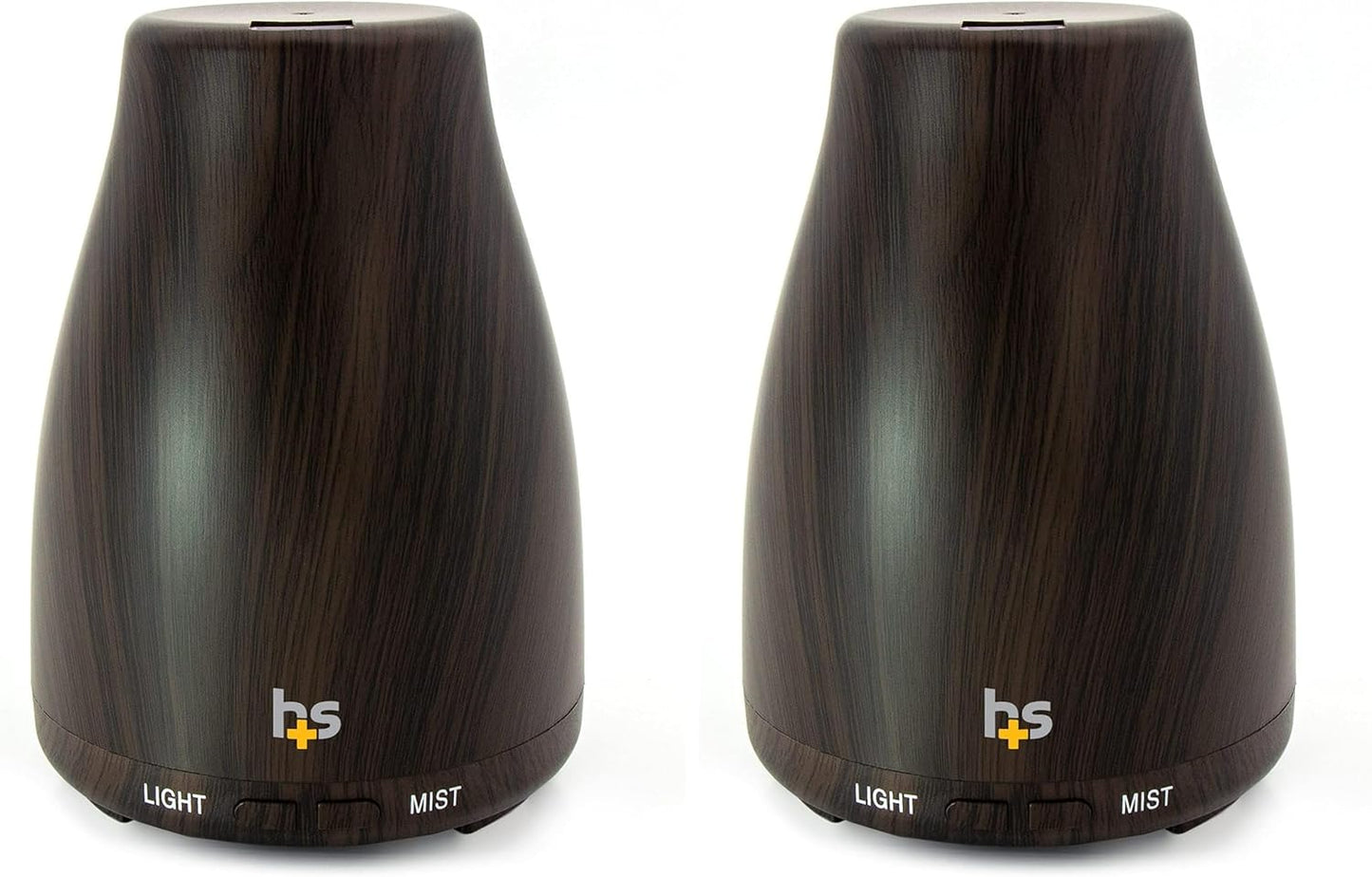 HealthSmart Essential Oil Diffuser, Cool Mist Humidifier and Aromatherapy Diffuser with 150ML Tank Ideal for Small Rooms, Adjustable Timer and Mist Mode, Wood Grain Brown (Pack of 2)