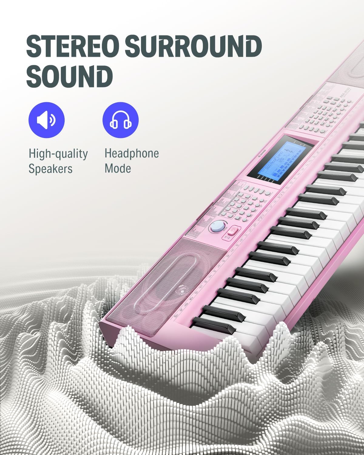 Donner Keyboard Piano 61 Key, Electric Keyboard Kit with 249 Voices, 249 Rhythms - Includes Piano Stand, Stool, Microphone, Gift for Beginners, Pink(DEK-610S)