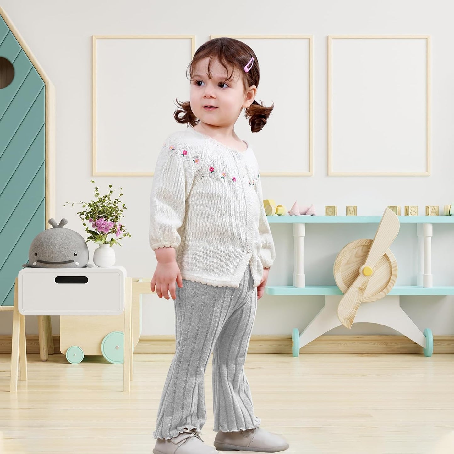 Neutocd Baby Girl Flare Pants Toddler Bell Bottoms Leggings Infant Stretchy Soft Trousers Solid Elastic Waist Pants