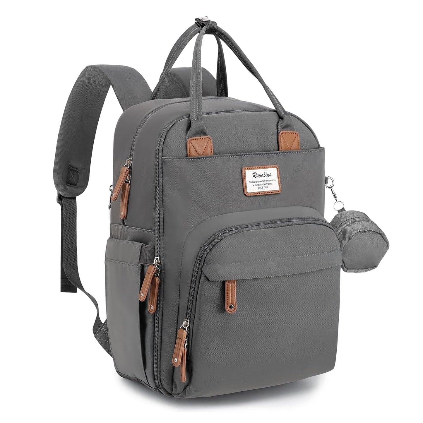 RUVALINO Diaper Bag Backpack, Multifunction Travel Back Pack Maternity Baby Changing Bags, Large Capacity, Waterproof and Stylish, Iron Gray