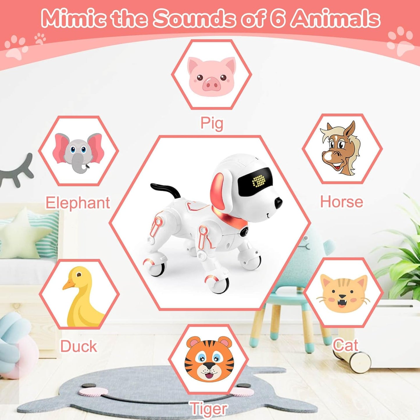 Robot Dog Toys for Kids 8 9 10 11 12, Remote Control Dogs, Robot Dog for Kids 8-12, Pet Robotic, Electric Toy, Robotic Dogs, Toys for 5 6 7 8 9 10 11 12 Years Old Boys Girls, Pink