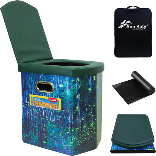 Upgrade XL Portable Toilet for Adults, Extra Large Portable Travel Floding Toilet, Camping Tall Toilets with Lid for Adults and Kids Compact Potty for Car,Hiking,Beach and Camping