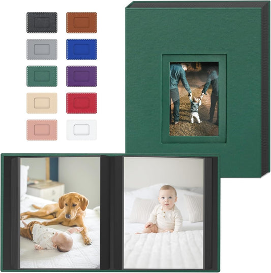 Popotop Photo Album 4x6 100 Pockets with Leather Hardcover Cover, Small Photo Album Holder Book with 50Pcs Pages for Family Travel Wedding Baby Gifts
