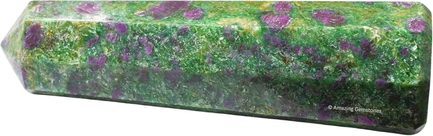 Amazing Gemstone Ruby Fuchsite Crystal Towers - Natural Healing Crystal Point Obelisk for Reiki Healing and Crystal Grid (3 Inch)