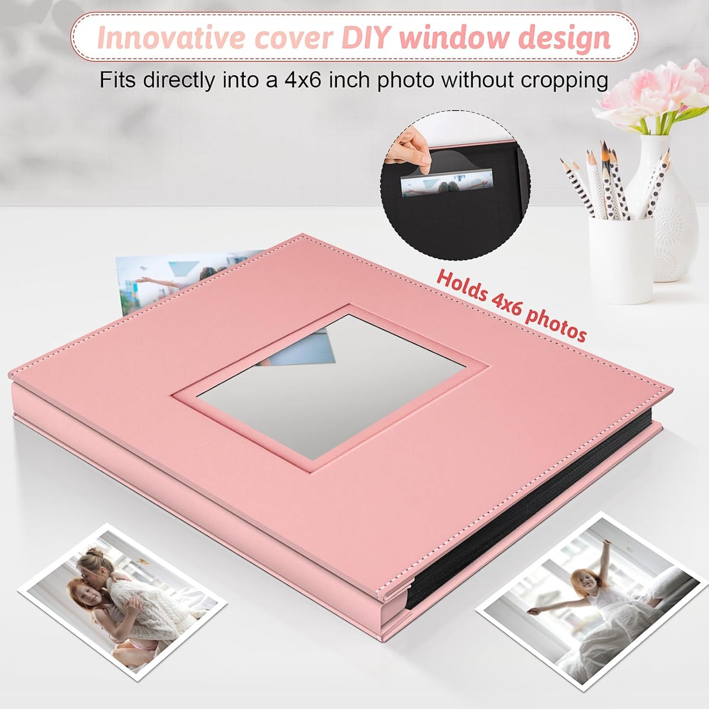 Popotop Photo Album 4x6 800 Pockets with Leather Hardcover Cover, Large Photo Album Binder Book with 80Pcs Pages for Family Travel Wedding Baby Gifts