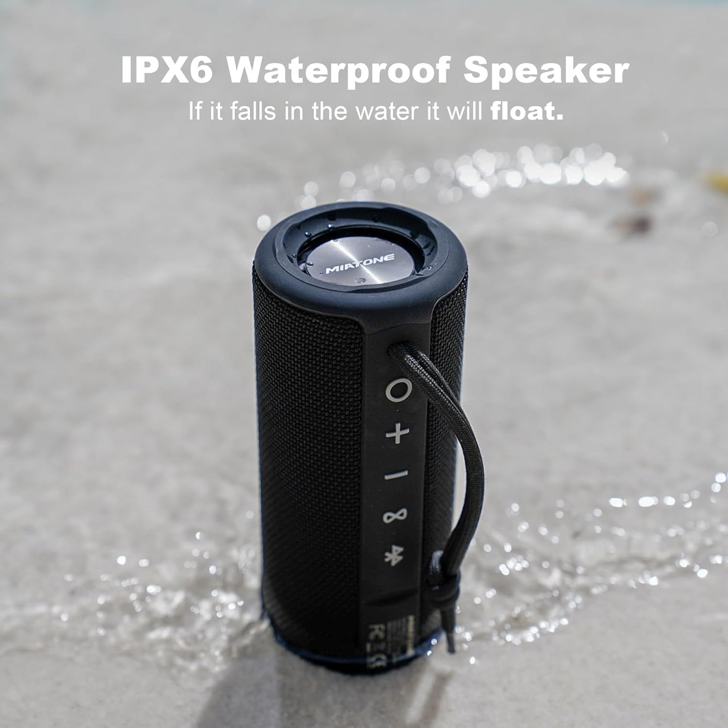 MIATONE Boombox Outdoor Portable Bluetooth Speaker Waterproof Wireless Speakers - Black