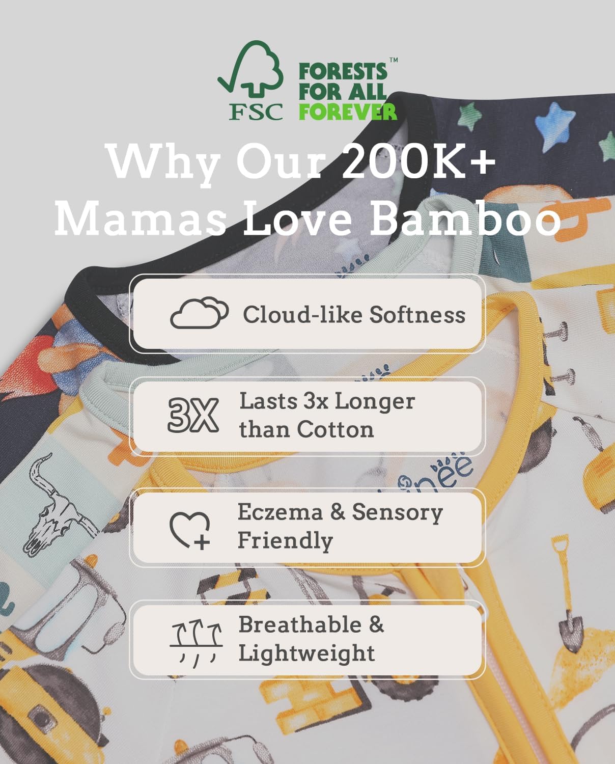 Bamboo Viscose Baby Convertible Footie Pajama, Zipper Pajamas for Baby Boys & Girls, Sleep & Play Footed Pjs