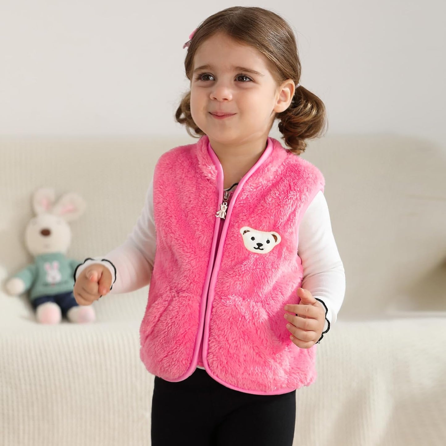 Baby Boys Girls Fleece Vest Zip Up Cute Bear Jackets Fuzzy Fall Winter Warm Clothes Newborn Outwear for Toddler Infant